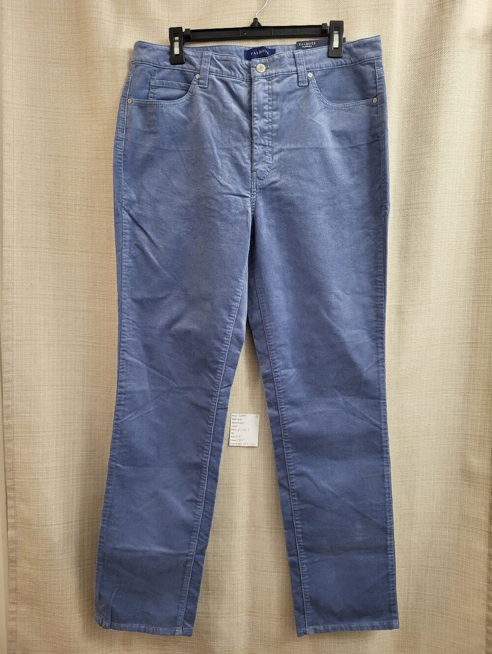Talbots Women's Blue High Waist Straight Leg Corduroy Pants Sz 12 Mature Preppy